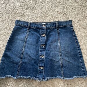 Denim Button-Front Skirt